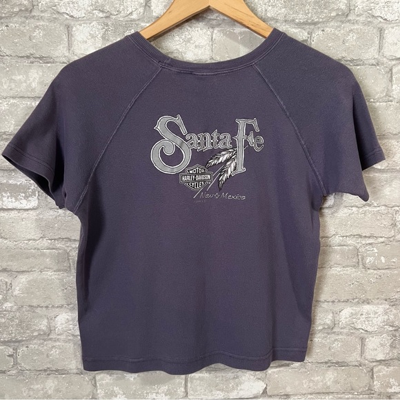Vintage 1999 Harley Davidson Women's XL Purple Short Sleeve Sweatshirt Santa Fe - Picture 4 of 9